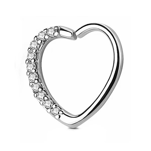 Piercing Daith Modelo 1 Coração Torção Zircônias Aço